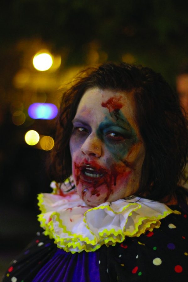 Angie Hollifield has lived in Asheville for 35 years and brought her kids to the Zombie Pub Crawl, on Sunday, Oct. 14, 2012.