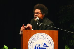 Cornel West’s speech this past Wednesday received a standing ovation from a packed Kimmel Arena. Photo by Harper Spires - Contributing Photographer