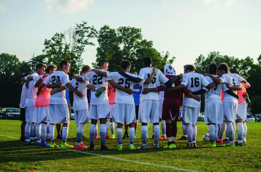 UNC Asheville mens soccer team rallies on Greenwood Field.
Photo by Adrian Etheridge - Contributor