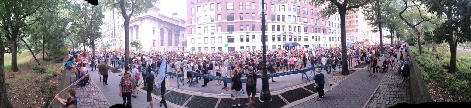 A panoramic view of attendees at the People's Climate March in NYC. Photo by Ashleigh Hillen