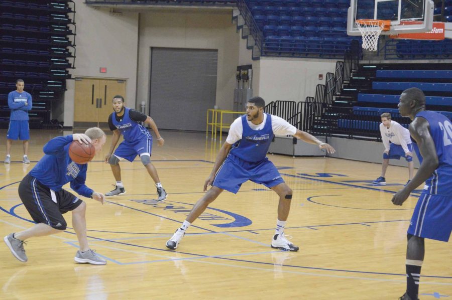 Giacomo Zilli, a sophomore forward from Italy, goes up for a shot during practice at Kimmel Arena.
Photo by Max Carter - Staff Writer