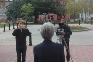 Jill Stein prepares to speak outside Asheville City Hall on November 15, 2015, about ballot access for third parties. Larisa Karr/The Blue Banner