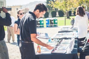 Students peruse the study abroad options on college campuses every year. Photo by USF SLE 