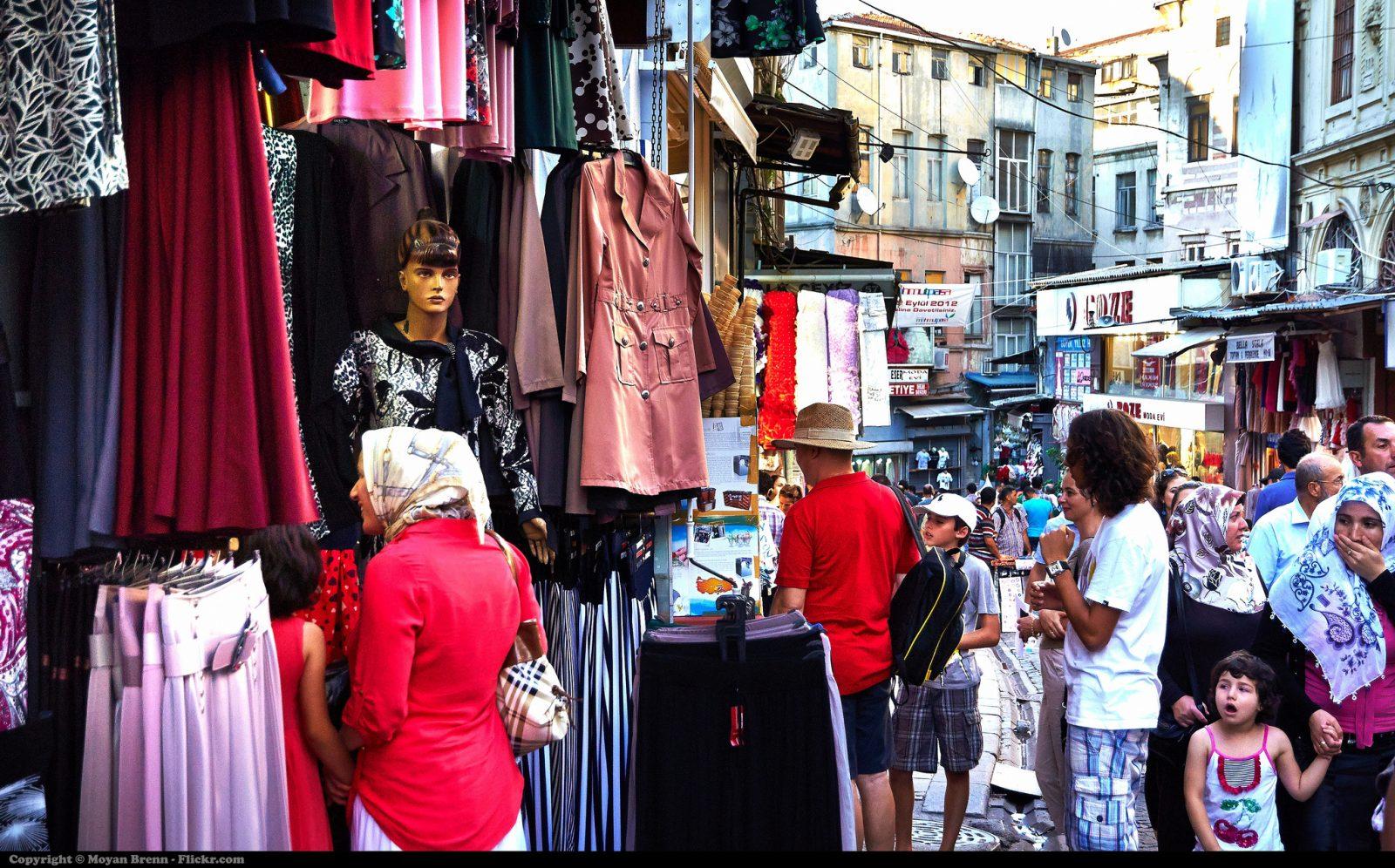 People shop at a bazaar in Istanbul, Turkey. Photo courtesy of Moyan Brenn.