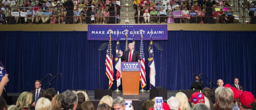 Republican nominee Donald Trump speaks at the rally on Sept. 12. Photo by Nick Haseloff.