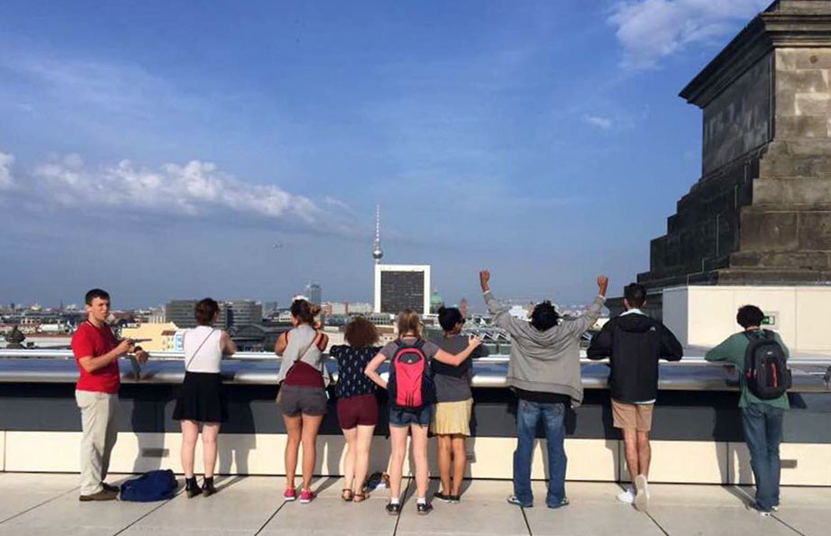 UNCA students gather during a summer study abroad trip to Berlin. Photo courtesy of Regine Criser.