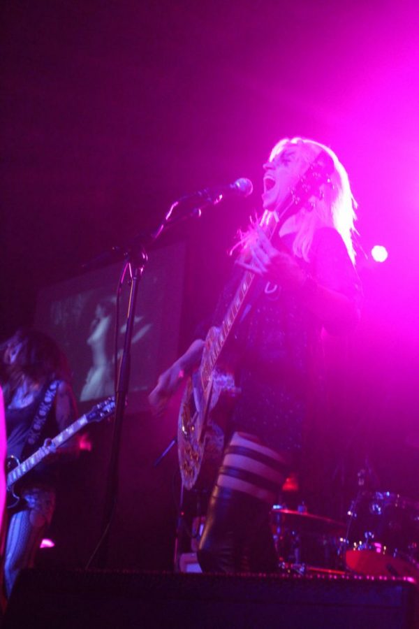 Lead singer of The Dead Deads, Meta Dead, screams into the microphone during the bands set at the Orange Peel on Sept. 14.
Photo by Phillip Wyatt.