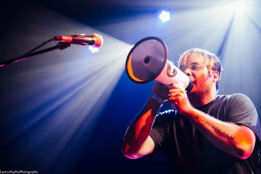 Will Bradford of SeepeopleS belts through a megaphone. SeepeopleS will play a show on Sunday at The Grey Eagle in West Asheville. Photo courtesy of Lauryn Sophia. 