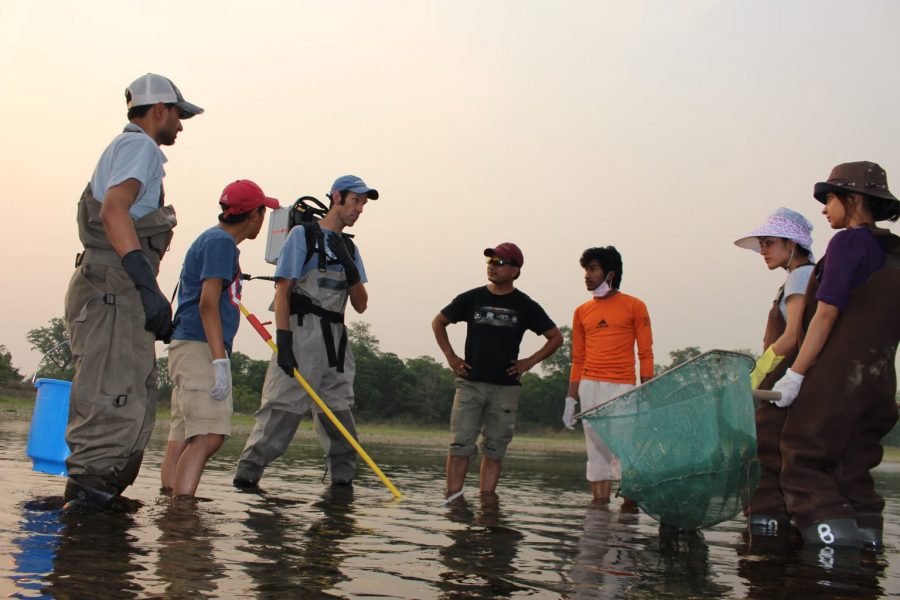 Environmental studies associate professor David Gillette conducts research on the effects of climate change on Nepalese river systems. Photo courtesy of David Gillette. 