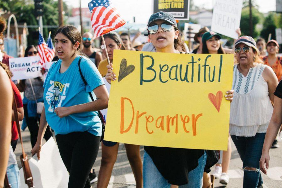 Protestors at a march for immigration rights call for the decriminalization of undocumented peoples. Photo courtesy of Molly Adams. 
