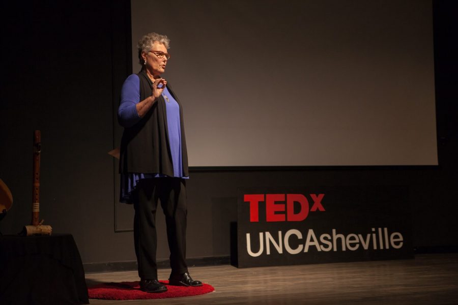 Robin Russell Gaiser performs a portion of her upcoming speech at an event last November. Photo by Elijah LaPlante