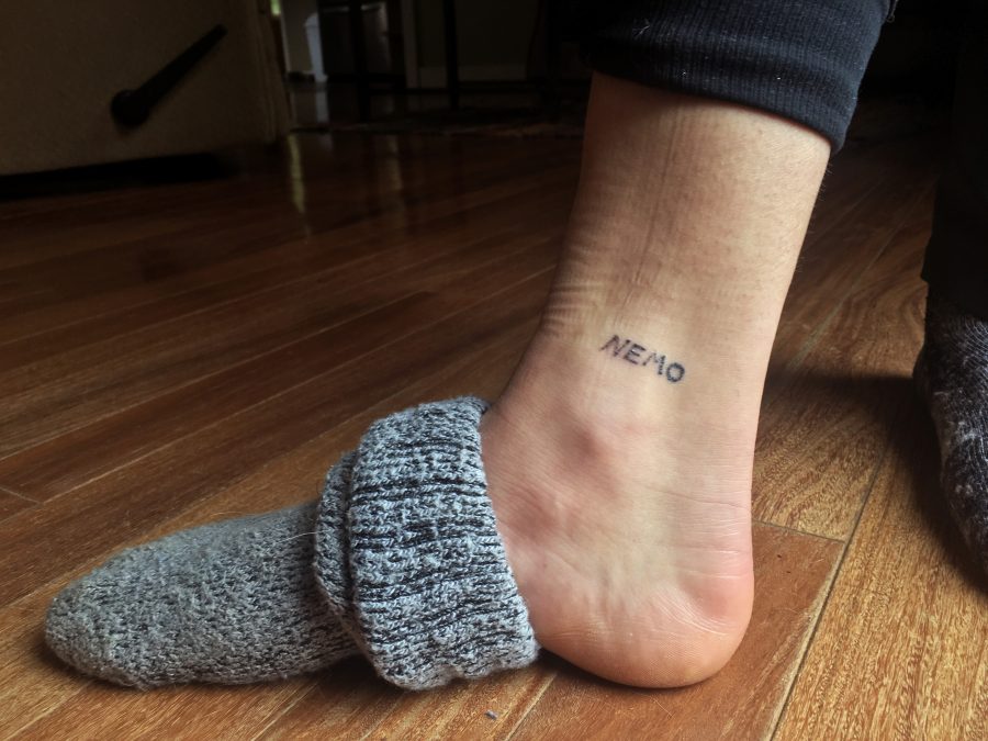 Bianca Andres ankle tattoo is Latin for nobody, inspired by poet Everett Ruse
