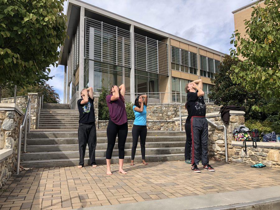 Members of the UNC Asheville dance program perform Moving Voices, a performance about social justice in the U.S. and Germany. Photo by Celia Bambara 