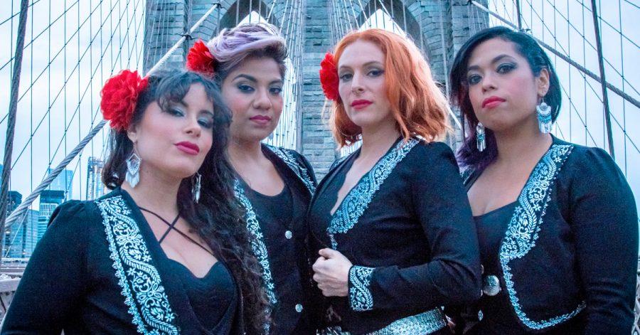 Julie Acosta, Eunice Aparicio, Shae Fiol and Mireya Ramos make up Flor De Toloache , an all-female mariachi band performing on campus Wednesday, Sept. 18