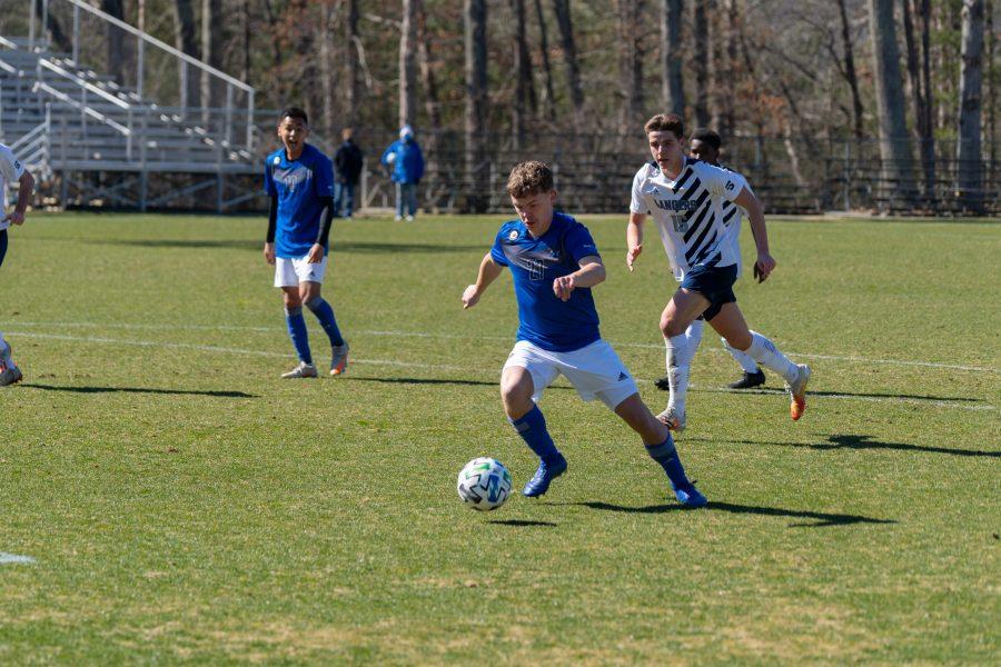 Photo provided by UNC Asheville Athletics
Freshman midfielder Conor Behan moves the ball up the field in UNC Asheville’s 2-1 win at home over Longwood.