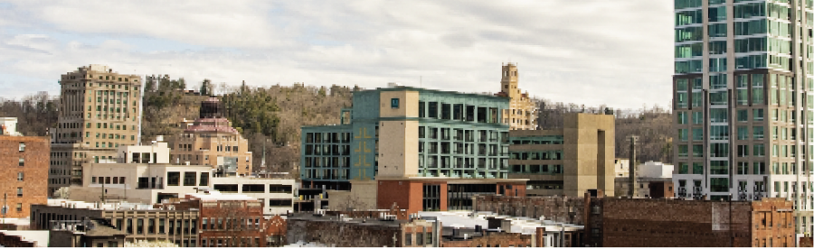 Photo by Camille Nevarez-Hernandez
The downtown Asheville skyline features over 78 hotels, promoting a bustling tourism industry in and around the city. 