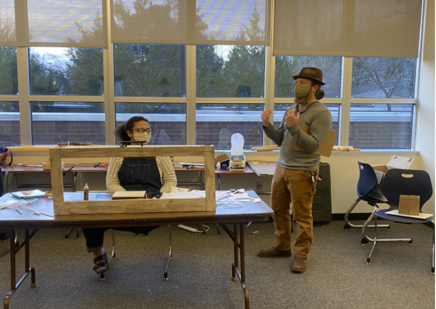 Photo by Aubrie Holcomb
Mikayla Wilson, left, discusses the rehearsal process with director Aaron Snook.