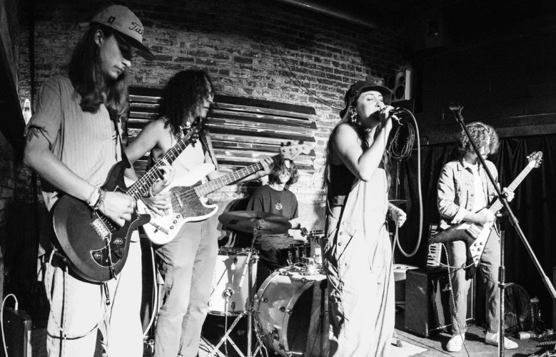 Photo by Geddi Monroe
Serotina’s live performance from Static Age Records on August 7. [left to right] Baron Wright, Ivo Pestana, Eli Whitlow, Kass Blount and Charlie Seehorn.