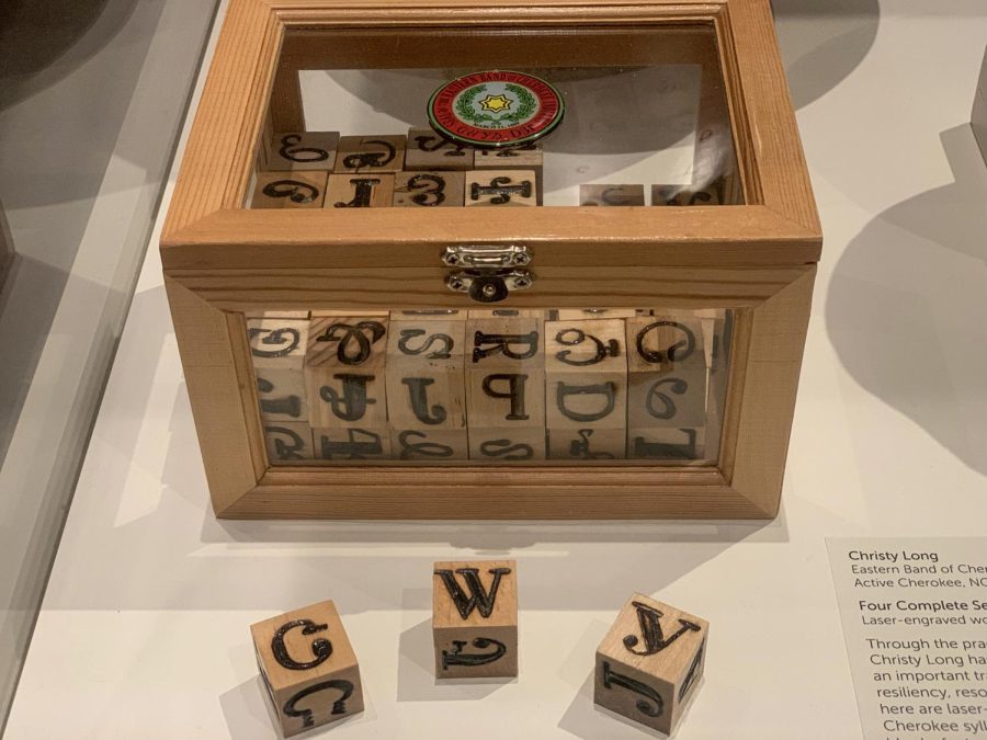 Four Complete Sets of Cherokee Syllabry is part of the living language exhibit.