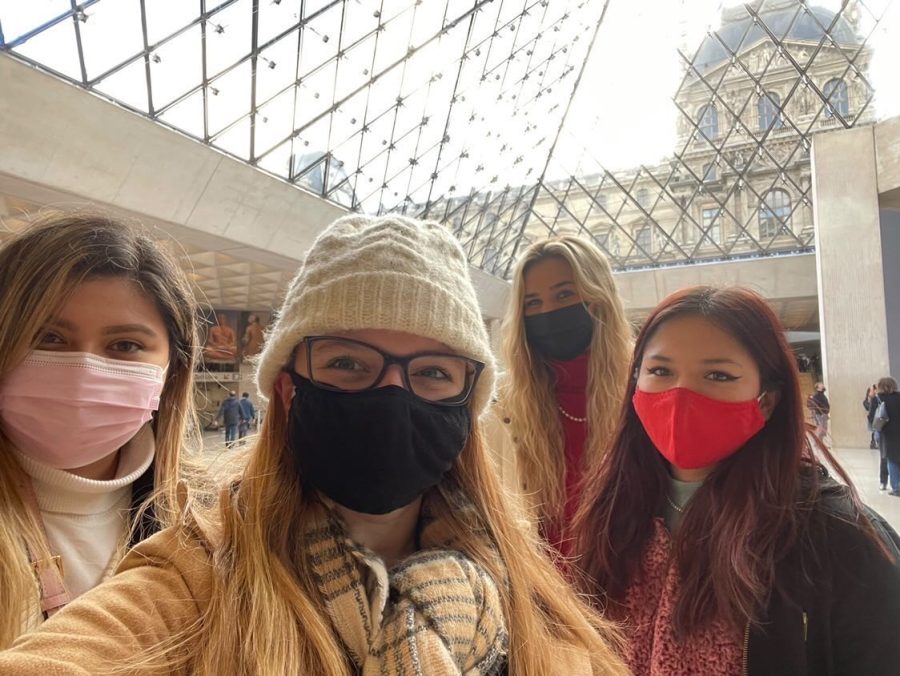 Lilly Huebner and friends at The Louvre in Paris, France.
