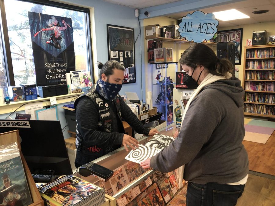 Employee Nick Vitaly and long-time customer Mcneil Melvin discuss famous horror manga Spiral.