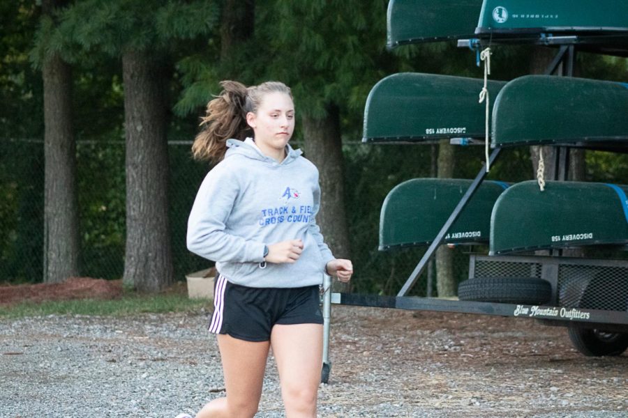 UNC Asheville womens cross country junior, Amanda Orban, preps for the upcoming season with a run.
