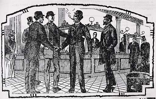 An illustration of Lascelles socializing from old newspaper clippings found in the Buncombe County Special Collections library.