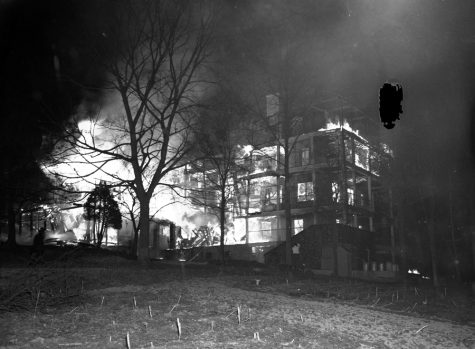 Upclose image of the fire from March 10, 1948 from the EM Ball Photographic Collection in Special Collections on UNCA campus.