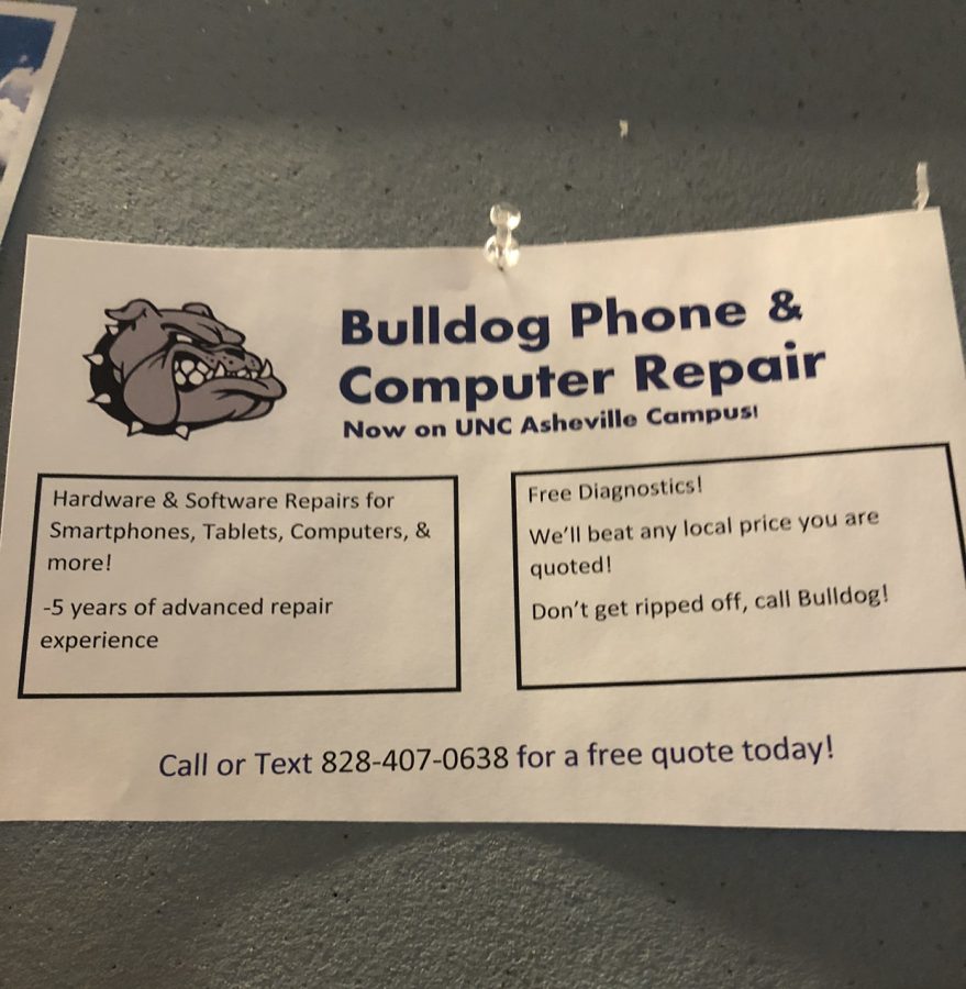 A Bulldog Phone and Computer Repair flyer.