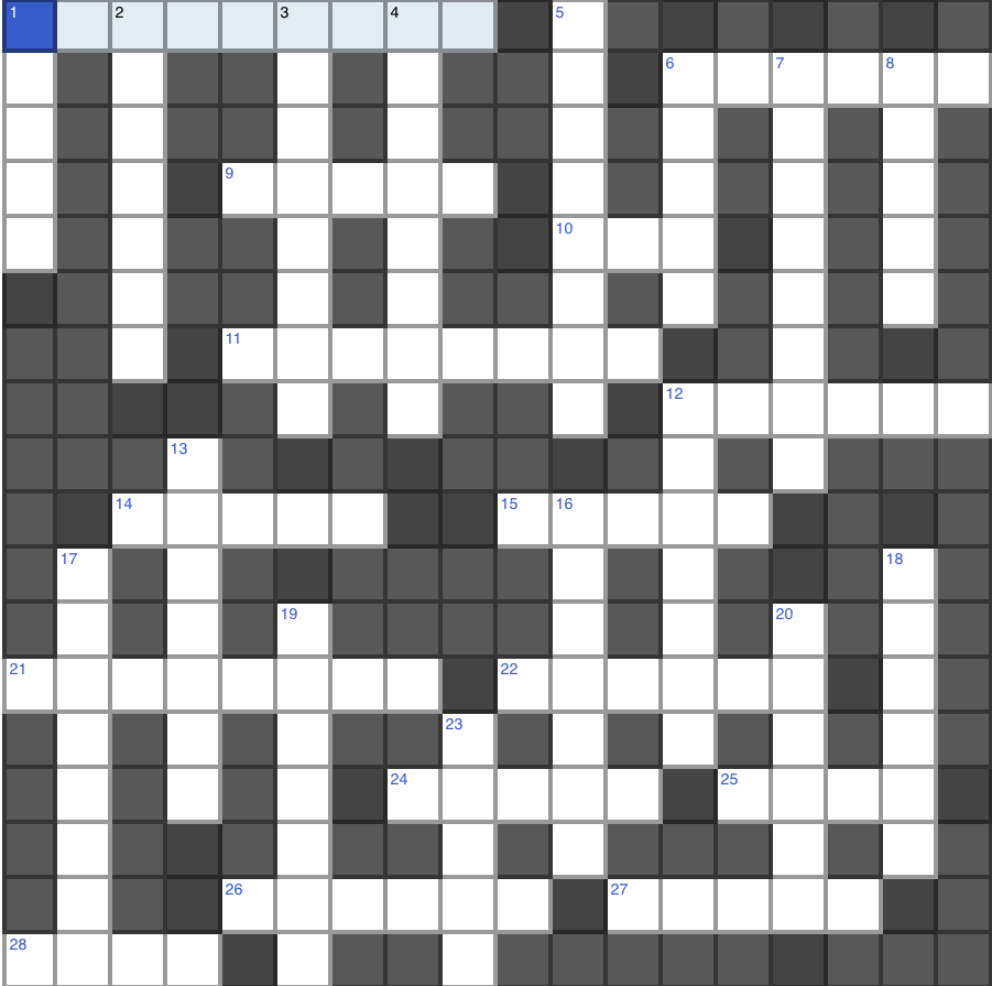 An overview of this weeks crossword ouzzle