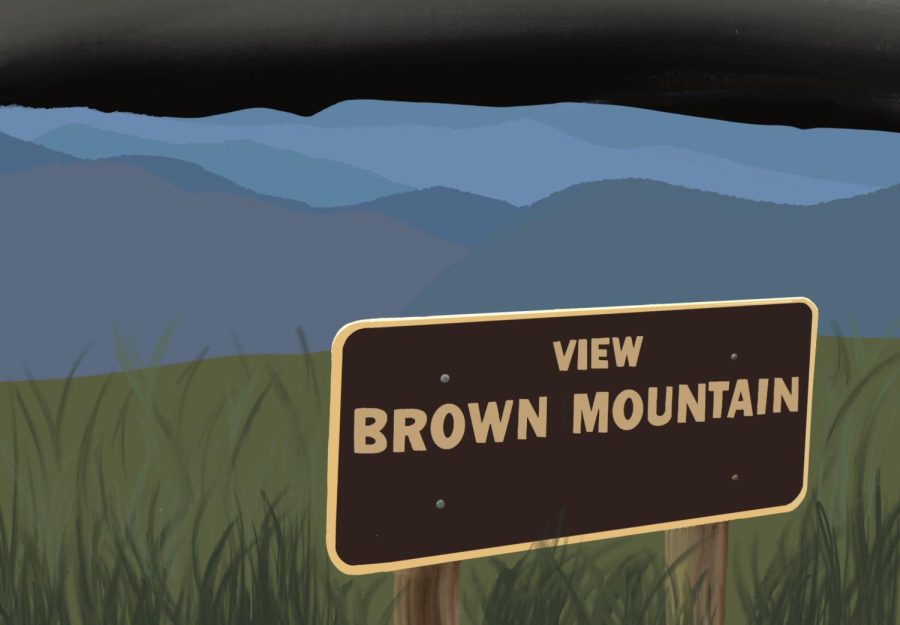 Digital art of the Brown Mountain overlook in Morganton.