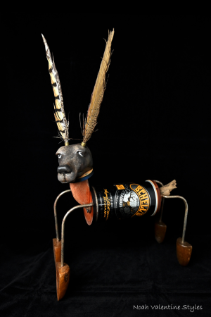 “All Ears” by Noah Styles made from clay and found objects. 