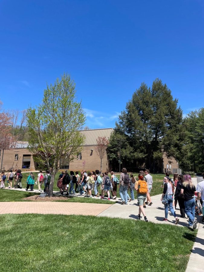 Students at the walkout on Wednesday afternoon. 