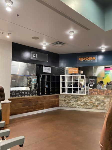 Two of the new food options in Highsmith, the 828 Burger and Qdoba. 