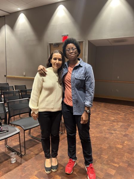 Award-winning, avid writers Melissa Febos (left) and wife Donika Kelly (right), both professors at the University of Iowa visiting UNC Asheville.