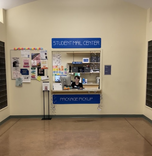 The student mail center, where students can pick up mail and packages. 
