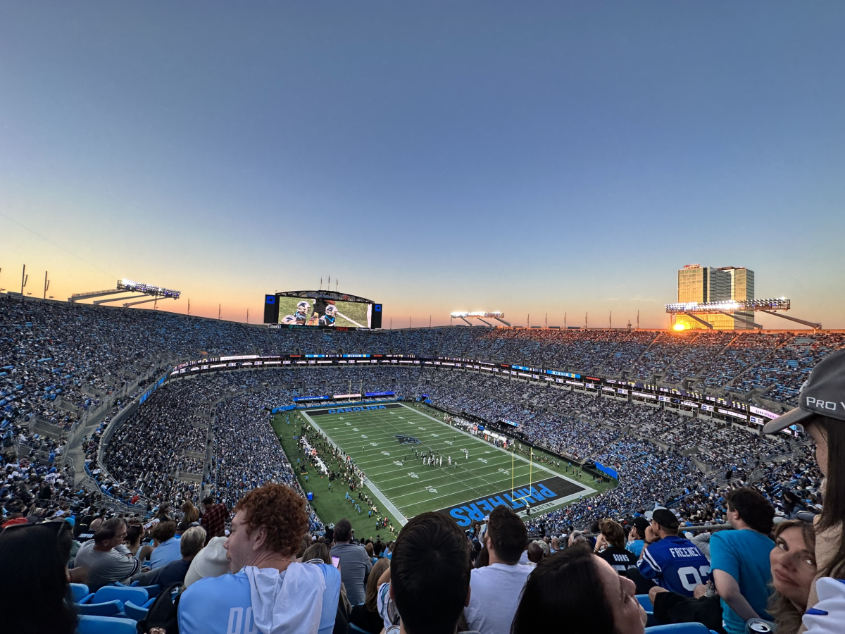 Sunset at Bank of America Stadium during the Colts-Panthers game.