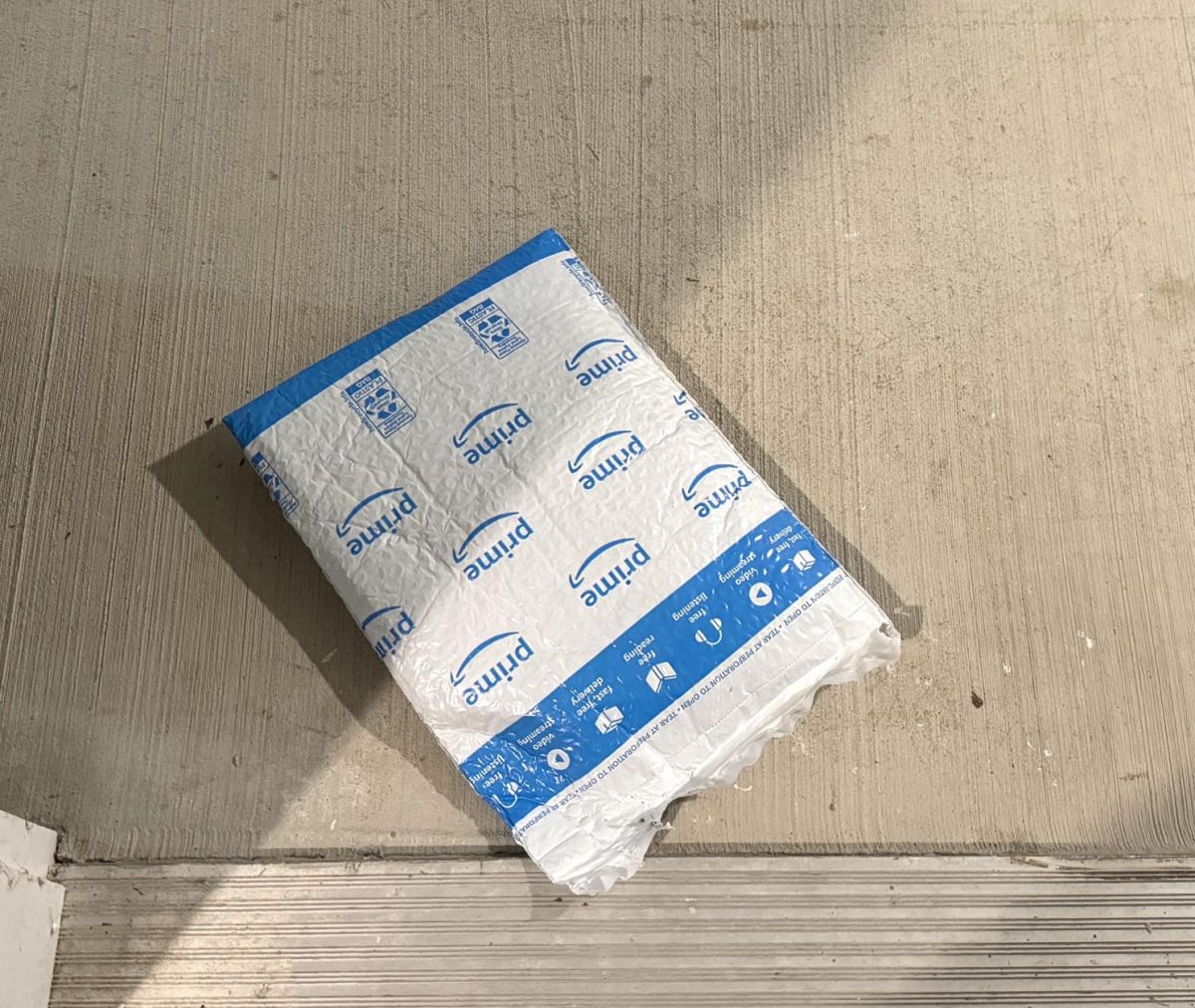 A resident received an Amazon package outside their door.