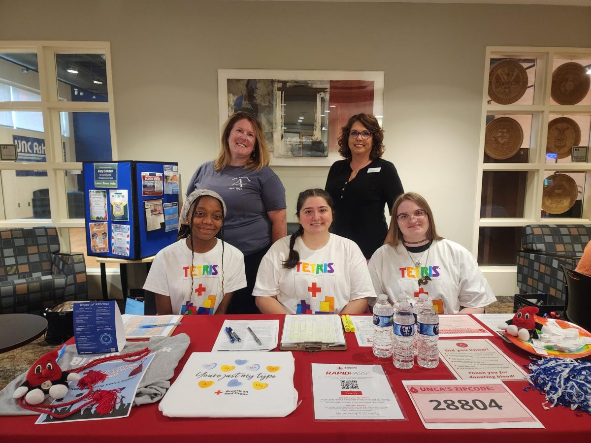 Kate Johnson and Gail Barksdale leading their volunteers during the blood drive. 