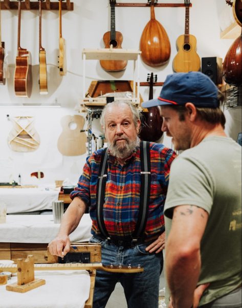 ReString Appalachia founder Nicholas Williams and Assabet Strings owner Harry Norris in Norris’ Riverside Drive studio. 