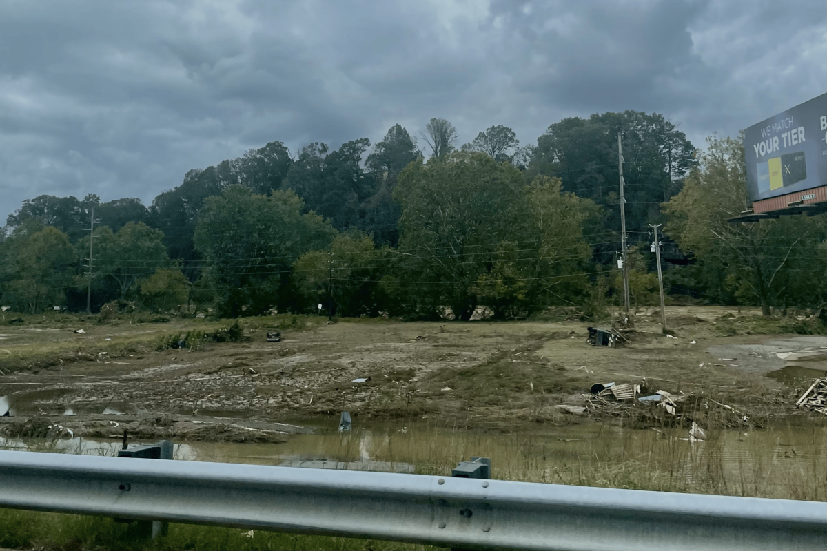 The remnants of the flood of the French Broad River remain in the River Arts District three days after Hurricane Helene hit.