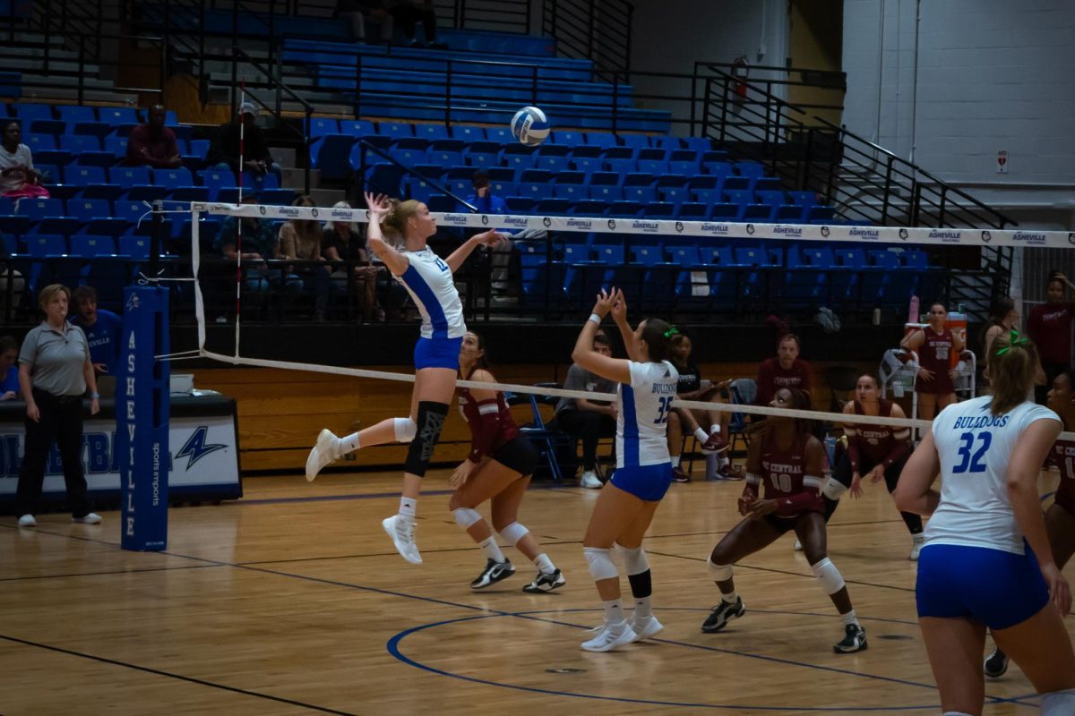 Baylor Herlehy preparing an attack during match against North Carolina Central, Sept. 16. 