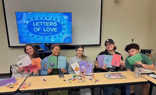 Letters of Love club members decorating cards at UNC Asheville’s first meeting on Oct. 6.