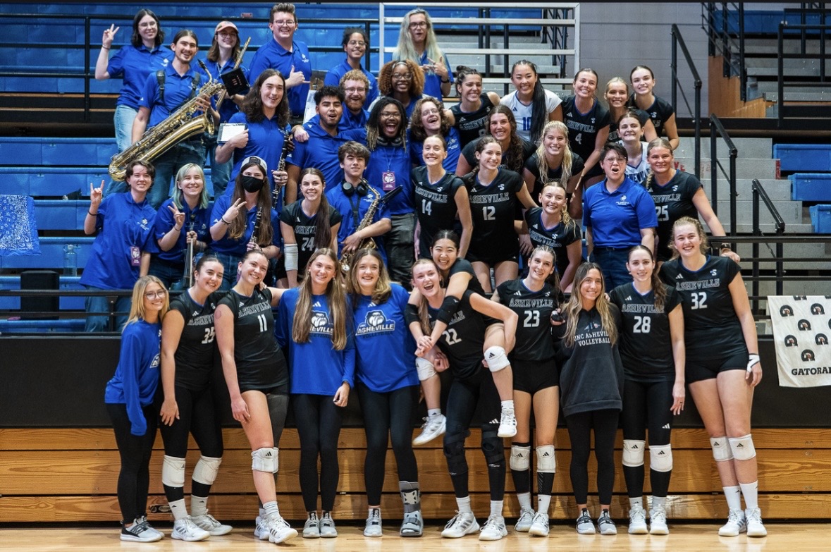 UNC Asheville pep-band with volleyball team after a match. Nov. 8, 2025

