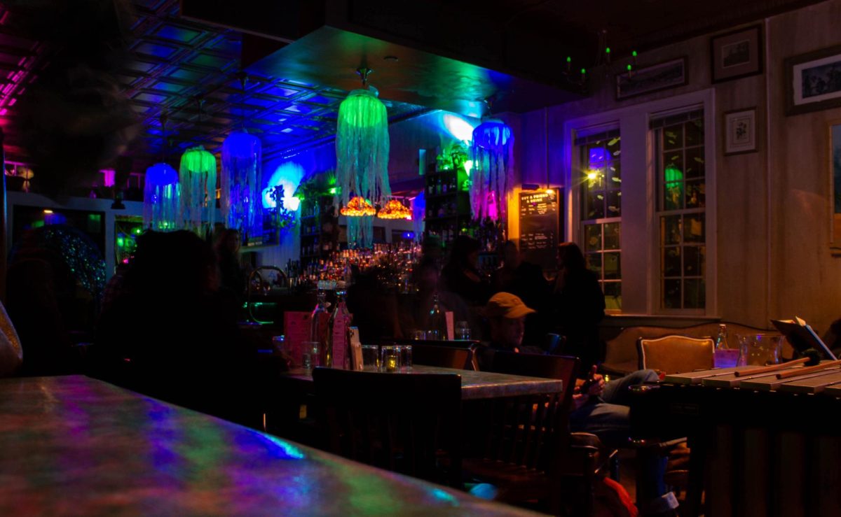 Little Jumbo's bar, transformed into Tropilachia's colorfully lit and decorated interior, this year's theme being underwater.
