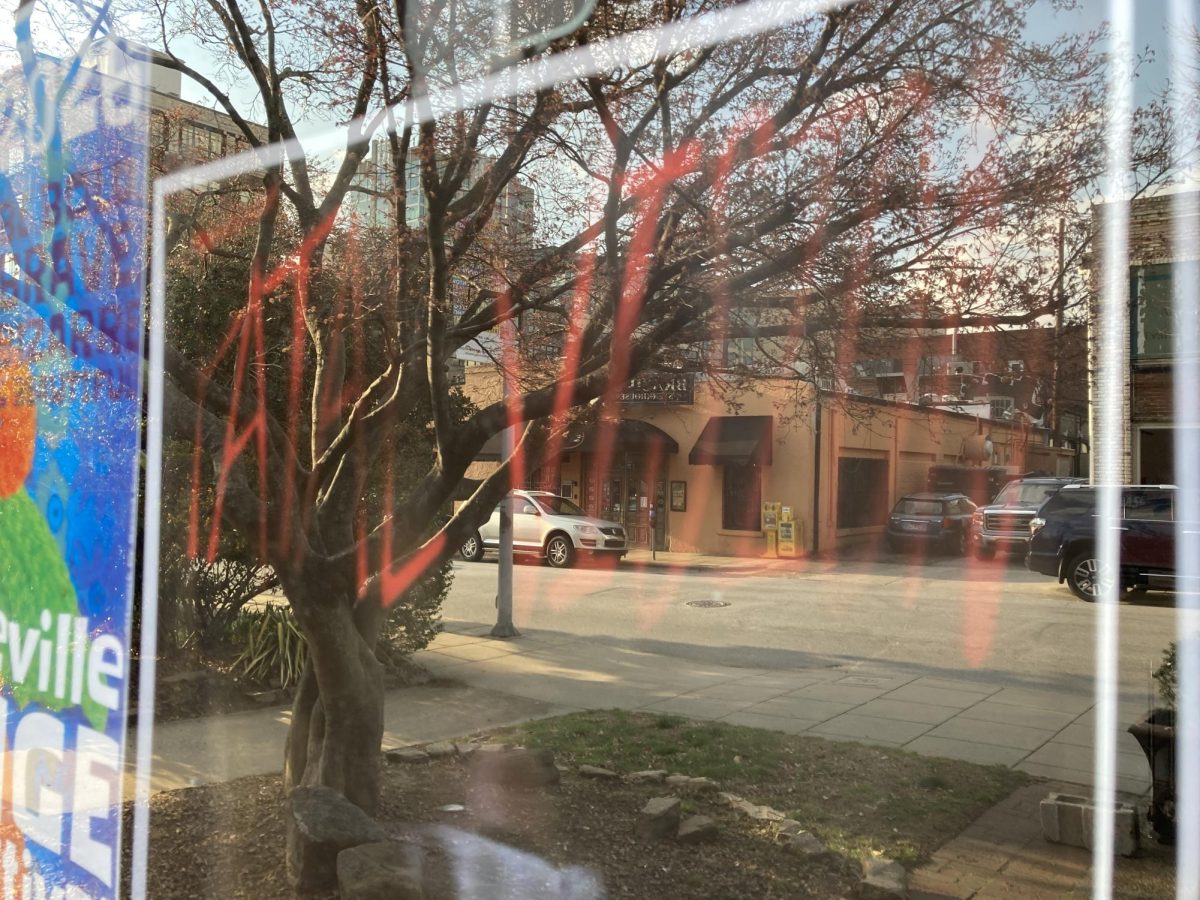 Fatal Vision written on the window of the building to promote the show.