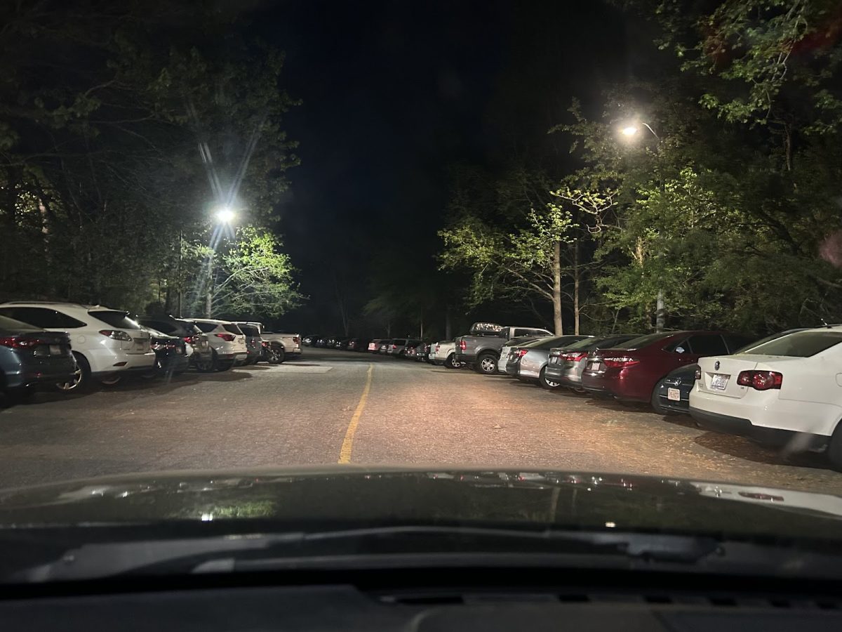 the parking lot by Brown hall at nearly full capacity.
