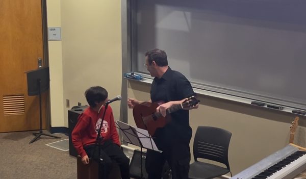 Palumbo performing “Titanium” with his son, Dante.